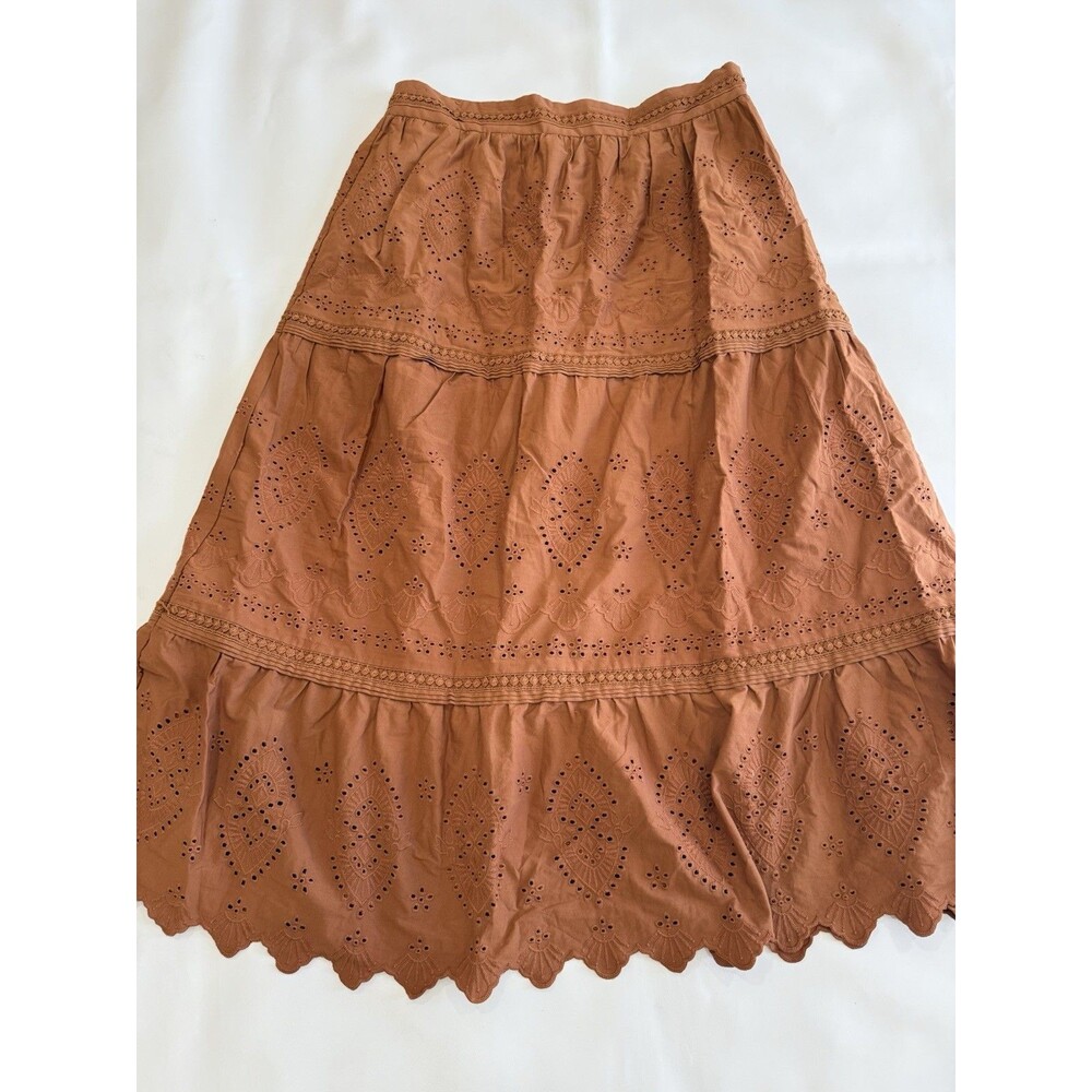 Jason Wu Skirt Set Eyelet Embroidery Midi Skirt Corset Crop Top Rust Sz Large - Picture 3 of 10